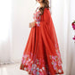 Rajwada Orange Georgette Printed Stitched Kurta Set For Women
