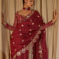 Rajwada Maroon Georgette Embellished Solid Saree For Women
