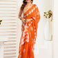Rajwada Orange Cotton Linen Zari Work Saree For Women