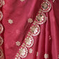 Rajwada Maroon Georgette Embellished Solid Saree For Women