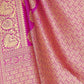 Rajwada Dark Pink Silk Blend Embellished Saree For Women
