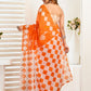 Rajwada Orange Cotton Linen Zari Work Saree For Women