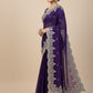 Rajwada Purple Satin Embroidered Solid Saree For Women