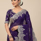 Rajwada Purple Satin Embroidered Solid Saree For Women