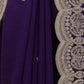 Rajwada Purple Satin Embroidered Solid Saree For Women