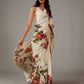 Rajwada White Georgette Floral Print Saree For Women