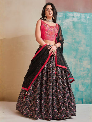 Black Crepe Embellished Lehenga