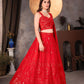 Rajwada Red Georgette Embroidered Semi-Stitched lehenga For Women