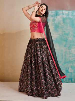 Black Crepe Embellished Lehenga