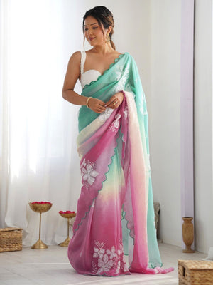 Rajwada Multicolor Silk Blend Embellished Saree For Women