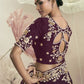 Rajwada Dark Purple Organza Embellished Elegant Saree For Women