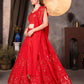 Rajwada Red Georgette Embroidered Semi-Stitched lehenga For Women