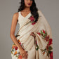 Rajwada White Georgette Floral Print Saree For Women