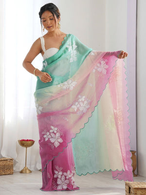 Rajwada Multicolor Silk Blend Embellished Saree For Women