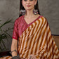 Rajwada Mustard And Cream Silk Blend Printed Elegant Saree For Women