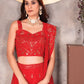 Rajwada Red Georgette Embroidered Semi-Stitched lehenga For Women
