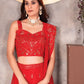 Rajwada Red Georgette Embroidered Semi-Stitched lehenga For Women