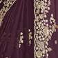 Rajwada Dark Purple Organza Embellished Elegant Saree For Women