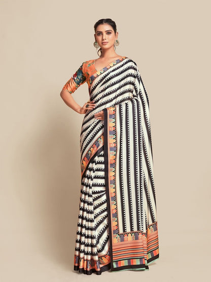 Rajwada Multicolor Georgette Printed Saree For Women