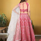 Rajwada Pink Silk Blend Embellished Semi-Stitched Lehenga For Women