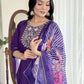 Rajwada Navy Blue Viscose Embroidered Stitched Kurta Set For Women