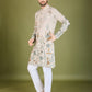 Rajwada Ivory Viscose Rayon Stitched Kurta For Men