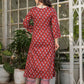 Rajwada Maroon Cotton Blend Printed Stitched Kurta Set For Women