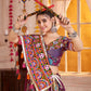 Rajwada Purple Cotton Blend Embroidered  Semi-Stitched Lehenga For Women