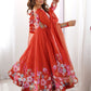 Rajwada Orange Georgette Printed Stitched Kurta Set For Women
