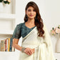 Rajwada White Cotton Linen Zari Work Saree For Women