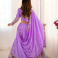 Rajwada Lavender Silk Blend Embroidered Semi-Stitched lehenga For Women