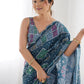 Rajwada Blue Georgette Printed Saree For Women