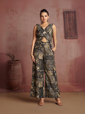 Rajwada Black Cotton Blend Printed Co-ord Set For Women