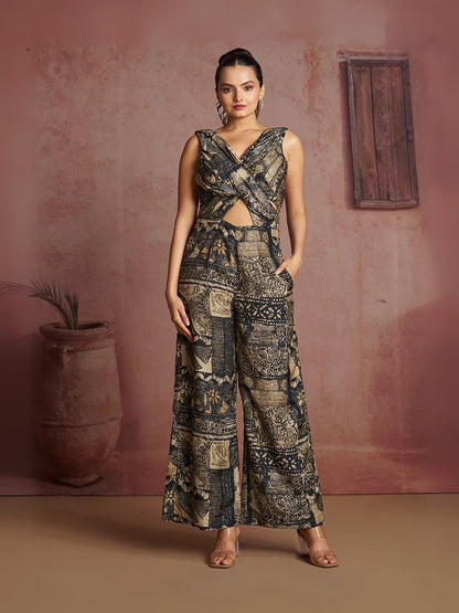 Rajwada Black Cotton Blend Printed Co-ord Set For Women