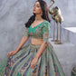 Rajwada Green Organza Embellished Semi-Stitched Lehenga With Unstitched Blouse For Women