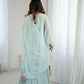 Rajwada Sky Blue Georgette Embroidered Stitched Kurta Set For Women