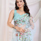 Rajwada Sky Blue Net Embroidered Elegant Saree For Women