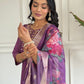 Rajwada Purple Viscose chanderi Embroidered Stitched Kurta Set For Women