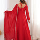 Rajwada Red Georgette Embellished Kurta Set For Women