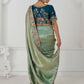 Rajwada Light Green Viscose Silk Embroidered Saree For Women