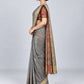Grey Silk Blend Embellished Saree