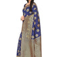 Rajwada Navy Blue Silk Blend Embellished Saree For Women