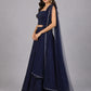Navy Blue Net Embroidered Lehenga