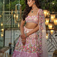 Rajwada Pink Georgette Embellished Semi Stitched Lehenga For Women