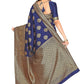 Rajwada Navy Blue Silk Blend Embellished Saree For Women