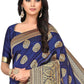 Rajwada Navy Blue Silk Blend Embellished Saree For Women