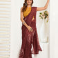 Rajwada Brown Cotton Linen Zari Work Saree For Women