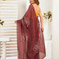 Rajwada Brown Cotton Linen Zari Work Saree For Women