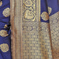 Rajwada Navy Blue Silk Blend Embellished Saree For Women