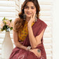 Rajwada Brown Cotton Linen Zari Work Saree For Women
